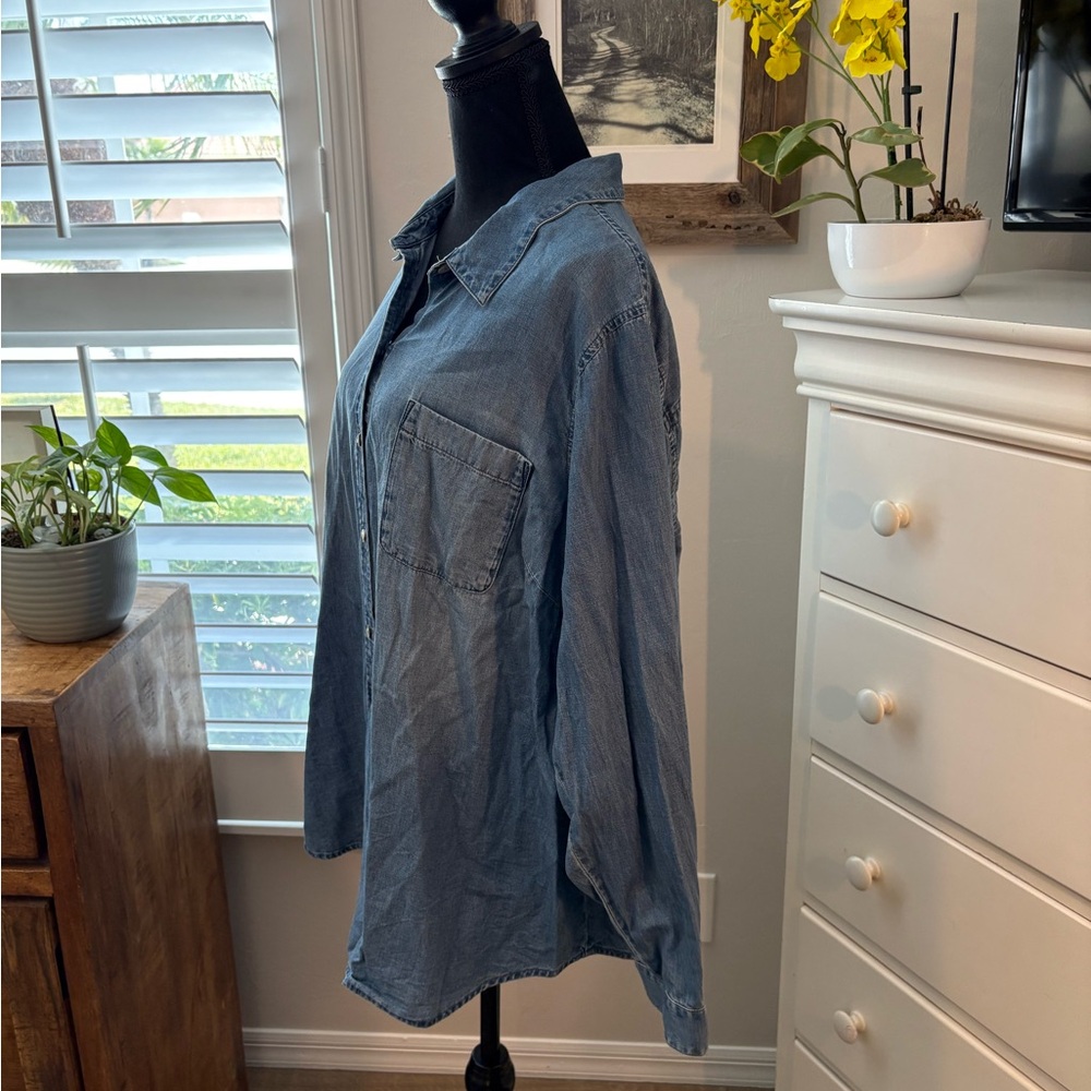 J. Jill Blue Denim Button-Up Shirt, 2X - Picture 4 of 13